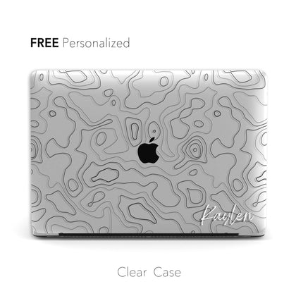 Abstract Line Map, Clear Macbook Hard Case, Personalized name case - MinimalGadget