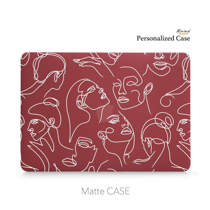 Abstract Woman Face, Macbook Matte Case, Custom Name, One line Art - MinimalGadget