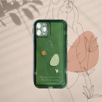 Abstract Woman line Art Green Clear Phone Case - MinimalGadget