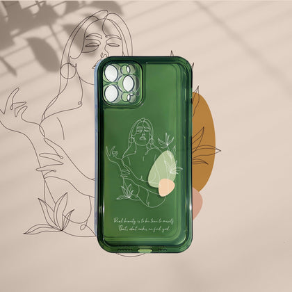 Abstract Woman line Art Green Clear Phone Case - MinimalGadget