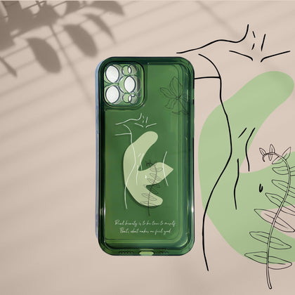 Abstract Woman line Art Green Clear Phone Case - MinimalGadget