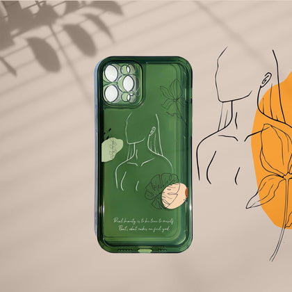 Abstract Woman line Art Green Clear Phone Case - MinimalGadget