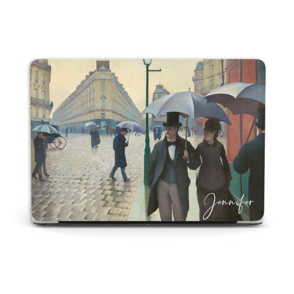 Caillebotte Painting, Rue de Paris, Macbook Case Personalized Hard Cover - MinimalGadget