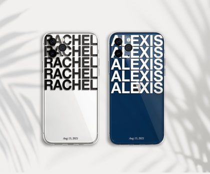 CUSTOM Couples Name Monogram Clear iPhone Case, Personalized Name - MinimalGadget