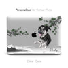 CUSTOM Ink Watercolor Dog Cat Pet Portrait, Macbook CLEAR CASE, Oriental Monochrome Landscape