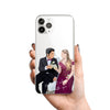 Custom Lover Portrait Photo iPhone Case, Hand illustrated Clear Cover