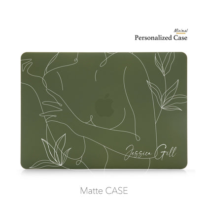 Custom NAME Abstract Portrait, Macbook Matte Case, One line woman Art - MinimalGadget