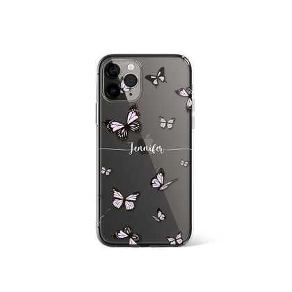 Custom Name Pink Butterfly Phone Clear Case - MinimalGadget