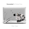 Custom Oriental Ink Watercolor Dog Cat Portrait, Macbook CLEAR CASE, Monochrome Landscape