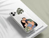 CUSTOM Portrait with Monstera Leaves for iPhone Clear CASE, hand drawn Photo
