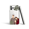 CUSTOM Portrait with Monstera Leaves for iPhone Clear CASE, hand drawn Photo