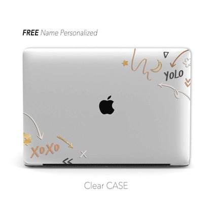 Cute Doodle XOXO Macbook Clear Case, Matte Case - MinimalGadget