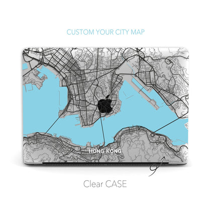 Hong Kong Map, Clear Macbook Hard Case, Custom Your City Map - MinimalGadget