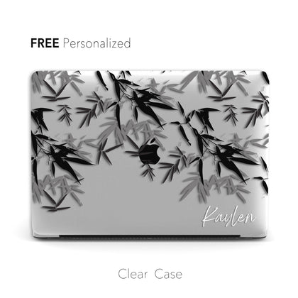 Ink painting Bamboo Leaves Macbook Clear Case, Hand drawn Bamboo branch - MinimalGadget