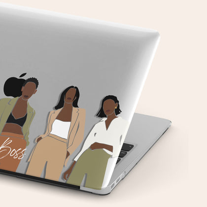 Lady boss illustration, Macbook Clear Case, Personalized Name - MinimalGadget