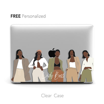 Lady boss illustration, Macbook Clear Case, Personalized Name - MinimalGadget