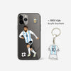 Leo Messi Clear Phone Case with Keychain, Argentina World Cup case