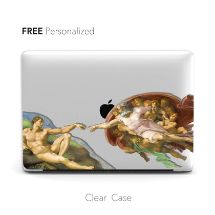 Michelangelo's Creation of Adam, Macbook Clear Hard Case, Custom Name Case - MinimalGadget