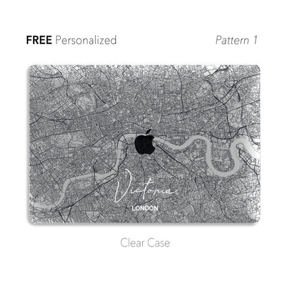 Minimalist London Map, Clear Macbook Hard Case, Custom City Map Case - MinimalGadget