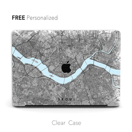 Minimalist Seoul Map, Clear Macbook Hard Case, Custom your City Map - MinimalGadget