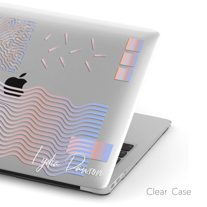 Modern Geometric Macbook Clear Case, Rainbow Glitch Art style - MinimalGadget