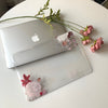 Personalized Aesthetic Red Floral Macbook Clear Case, Custom Name