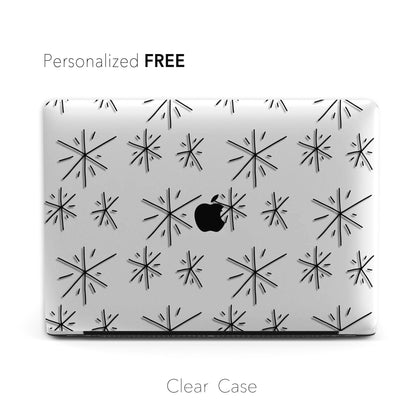 Personalized Clear Macbook Case Hard Cover, Geometric Art line, Custom name - MinimalGadget