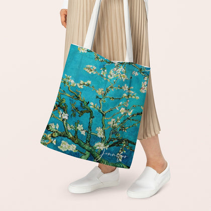 Personalized Name Van Gogh Canvas Tote Bag, Almond Blossom - MinimalGadget