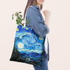 Personalized Name Van Gogh Canvas Tote Bag, The Starry Night