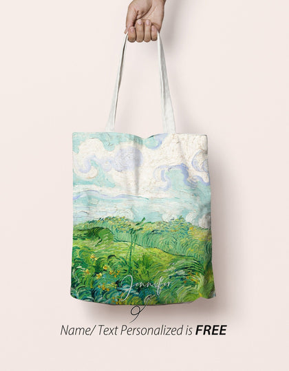 Personalized Name Van Gogh Totes Bag, WHITE Canvas Bag - MinimalGadget