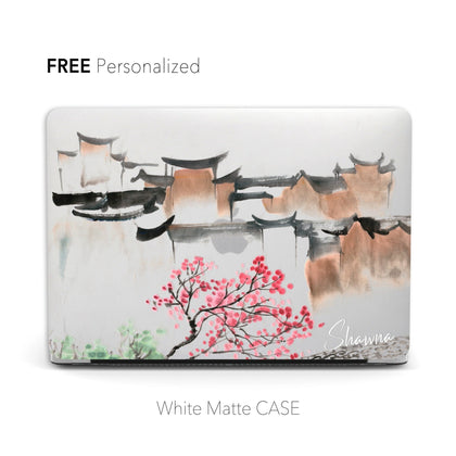 Personalized Oriental Ink Watercolor Painting, Macbook MATTE Case Water Town Quiet Countryside - MinimalGadget
