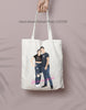 Personalized Portrait Hand illustrated Canvas Tote Bag for Family, Couple, boyfriend gift
