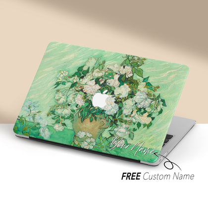 Personalized Van Gogh, Macbook Case Personalized Hard Cover, White Roses - MinimalGadget