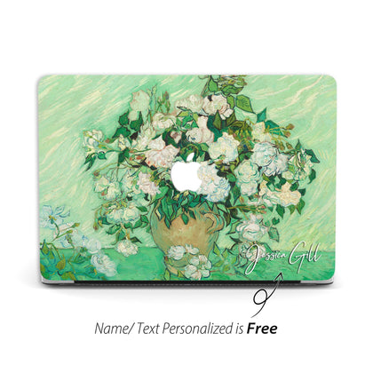 Personalized Van Gogh, Macbook Case Personalized Hard Cover, White Roses - MinimalGadget