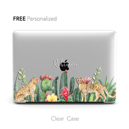 Personalized Watercolor Cactus, Custom Name Macbook Clear Hard Case - MinimalGadget
