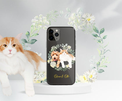 Pet Custom iPhone Clear Case, Hand drawn with Floral Watercolor - MinimalGadget