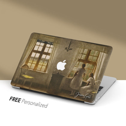 Peter Ilsted Painting, Macbook Case Personalized, Two Girls at a Window - MinimalGadget