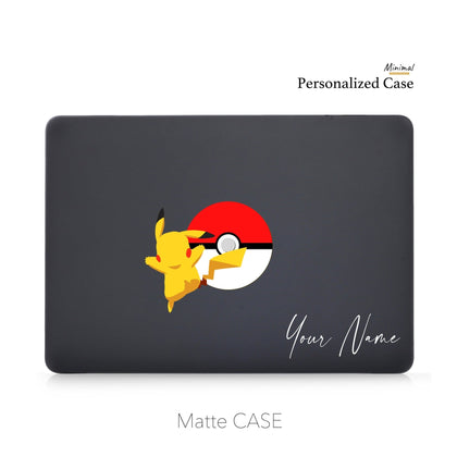 Pokemon Pikachu, Black Red Matte Macbook Hard Case, Custom name Anime - MinimalGadget