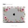 Retro Flowers Personalized Name Macbook Hard Cover, Aesthetic