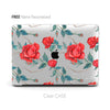 Retro Red Rose Macbook Clear Case, Black Case