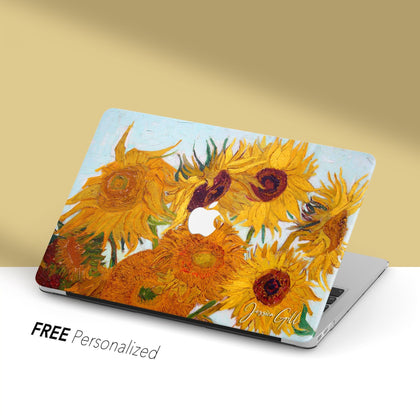 Sunflowers Van Gogh Painting, Macbook Case Hard Cover, Custom Name Case - MinimalGadget