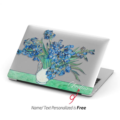 Van Gogh inspired Irises (1890), Personalized Name Macbook CLEAR Hard Case - MinimalGadget