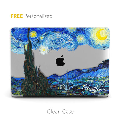Van Gogh inspired The Starry Night, Personalized Macbook CLEAR Hard Case - MinimalGadget