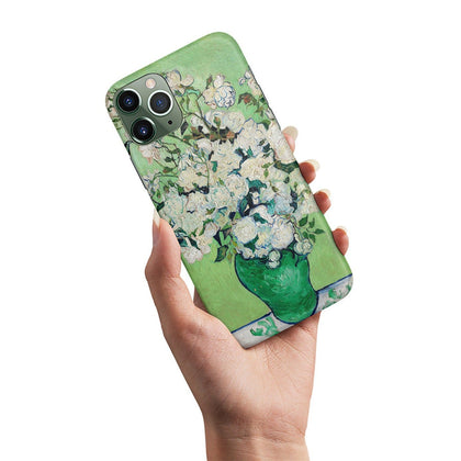 White Roses, Van Gogh Painting Phone Case, Personalized name SOFT Case - MinimalGadget