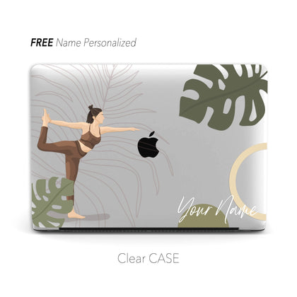 Yoga Woman abstract Plants Illustration, Macbook Clear Case, Personalized Name - MinimalGadget