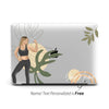 Yoga Woman abstract Plants Illustration, Macbook Clear Case, Personalized Name